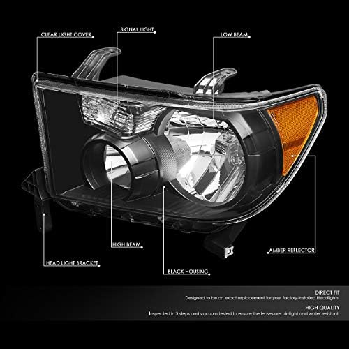 Uparite prednja svjetla u stilu OE+prednje lampe za maglu sa prekidačem kompatibilne sa Toyota Sequoia Tundra 07-17 Crna / Clear