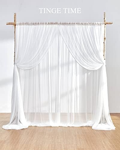 TINGE TIME dvoslojne vjenčane bijele zavjese u pozadini 10ft, Wedding Arch bez bora Sheer Draping Fabric