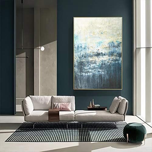 Ručno oslikano ulje na platnu, moderno apstraktno plavo dekorativno ručno oslikano pejzažno platno