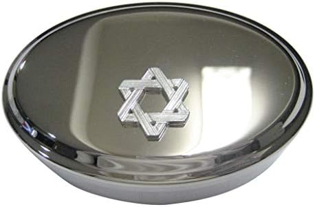 Kiola dizajnira srebrno tonirana jevrejska vjerska zvijezda Davida Outline Oval nakit nakita