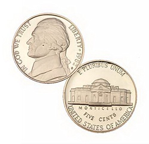 1982 S nama Mint Jefferson dokaz 5 centa nikl kovanica