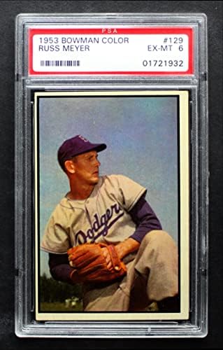 1953 Bowman # 129 Russ Meyer Brooklyn Dodgers PSA PSA 6.00 Dodgers