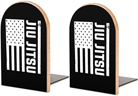 Jiu Jitsu Američka Zastava Dekorativna Knjiga Završava Drvene Neklizajuće Držače Za Police Za Knjige