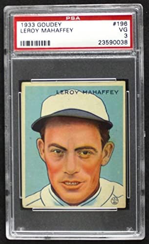 1933 Goudey # 196 Leroy Mahaffey Philadelphia Atletika PSA PSA 3.00 Atletika
