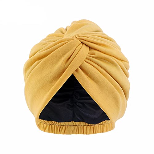 Poklopac za spavanje BONNET žuti mekani elastični svileni baršun turban kapu za žene unutarnji materijal