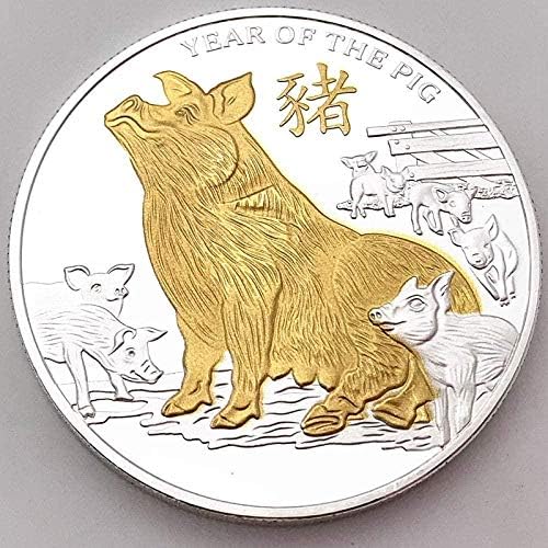 2019 Kineska zodijaka Zlatna svinja pozlaćena kolekcija kovanica Zlatna svinja Novogodišnji poklon Gold