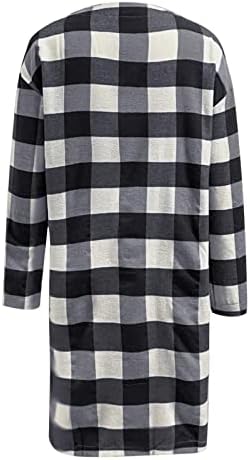 Otvoreni prednji dugi kardigan za žensko dugme Down Plaid majica Flannel Majice Knit džemper Dugi rukav džepovi