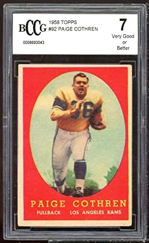 PAIGE COTHENR CARD 1958 TOPPS 92 BGS BCCG 8