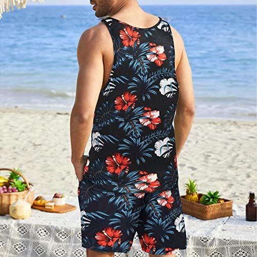 Muški svi sudije za muškarce Ljetne casual cvjetne cisterne Top Hawaiian Short odijelo Plaža Tropska odjeća