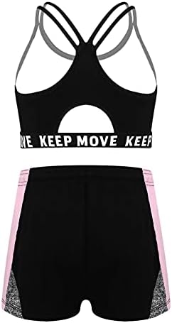 Nimiya Kids Girls Athletic Outfit Crop Top grudnjak s kratkim hlačama Sportska vježba Gimnastika Leotard
