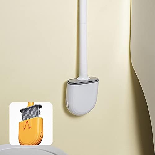 WC školjska četkica za čišćenje i držač za kupatilo, toalet za čišćenje čišćenja Četkica za čišćenje sa držačem silikonskih čekinja i TPR mekih čekinja, pričvrstite na zid
