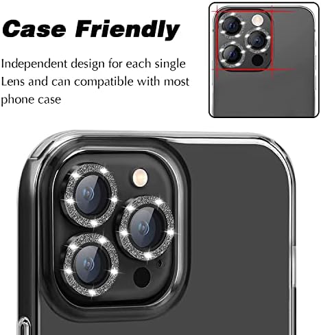 Potok za iPhone 14 Pro 6,1 inča /14 Pro Max 6,7 inča zaštita sočiva kamere, 9h kaljeno staklo dijamanti