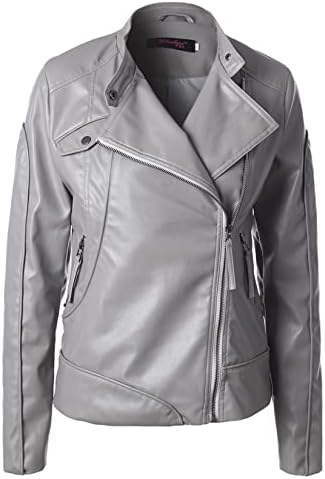 Xydaxin casual jakna Kaputi sa čvrstim bojama za žene stalci sa ovratnikom Side Zippu kožna kaput jakna