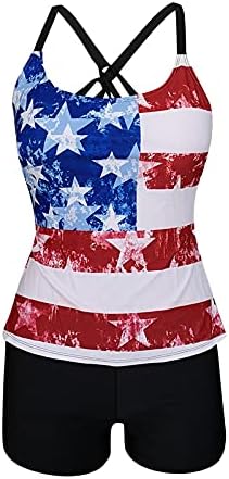 Američki Zastava Tankini kupaći kostimi za žene 4. jula Bikini Setovi visokog struka dvodijelni Atletski