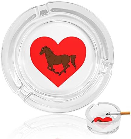 Galloping konj sa srcem staklenim pepelom za cigarete okrugli pepeo za prijenosni nosač pepela za unutarnju