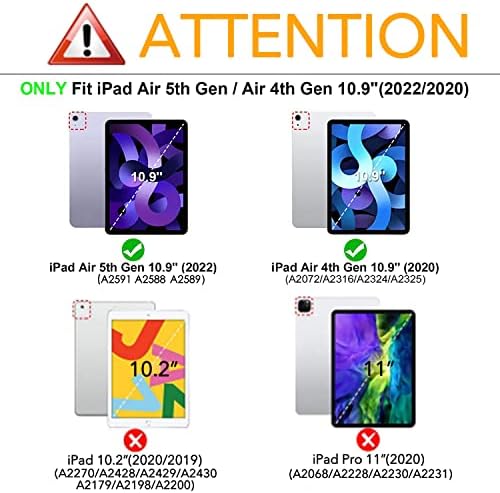 Hepix iPad Air 5th CASE iPad CASE 4. Generacija 2020, Purple Beach Trifold stalak iPad Air 10.9 Slučaj sa