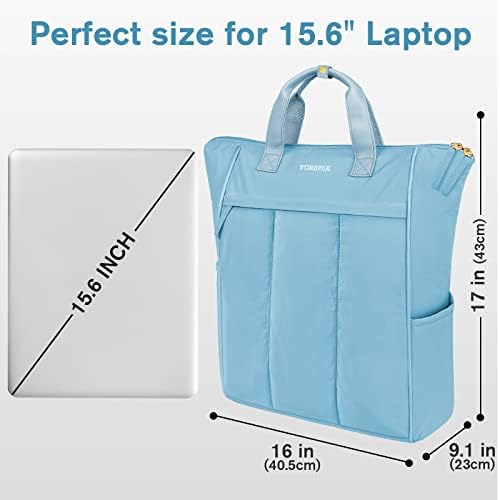Jorepek Puffy Tote torba za žene, 15.6 inčni ruksak za konvertibilan tote vodootporan, lagani računarski