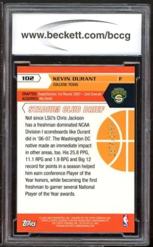 2007-08 Stadion Club 102 Kevin Durant Rookie Card BGS Bccg 10 mint +
