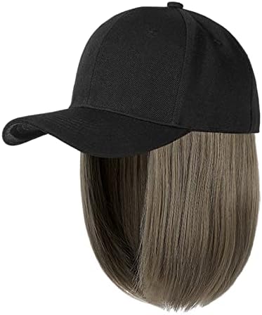 Ravna kratka bob frizura bejzbol kapa s kosom za žensku djevojku šipke za pepeo Izmjenjiva Wig Blonde Mix