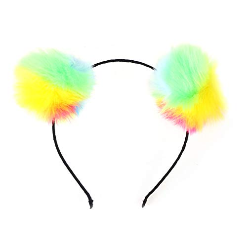 Uonlytech Kawaii Hair Accessories 3kom cat ear Headband, Halloween Furry Girl Headband Pom Pom Hair Hoop