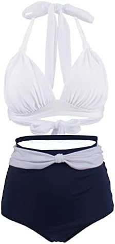 Ženski Setovi bikinija s Halter V izrezom sakrijte trbuh kupaćeg kostima visokog struka smiješni štampani