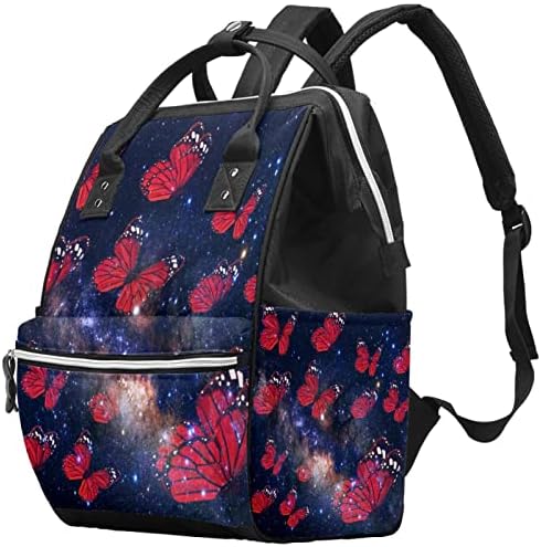 Guerotkr Travel Backpack, Peleneri, ruksak pelena, univerzum Galaxy Red Butterfly