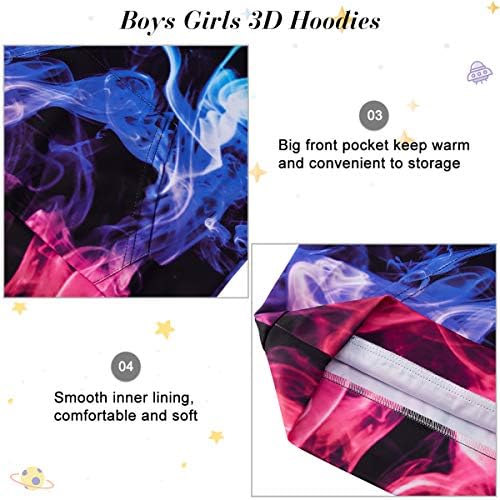 Unicomidea Boys Girls 3D Print Pulover Dukserice s kapuljačom sa džepom za 6-16t