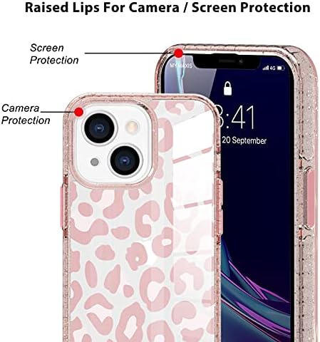 Sakuulo kompatibilan sa iPhone 13 Clear Case Slatka ružičasta Leopard dizajn otporno na škrinje otporne