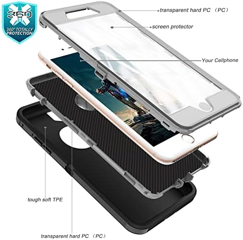 YMHXCY za iPhone Se Case 2022/2020, iPhone 8/7 sa ugrađenim zaštitnim zaslonom Drop otporan na trosloj Troslojni