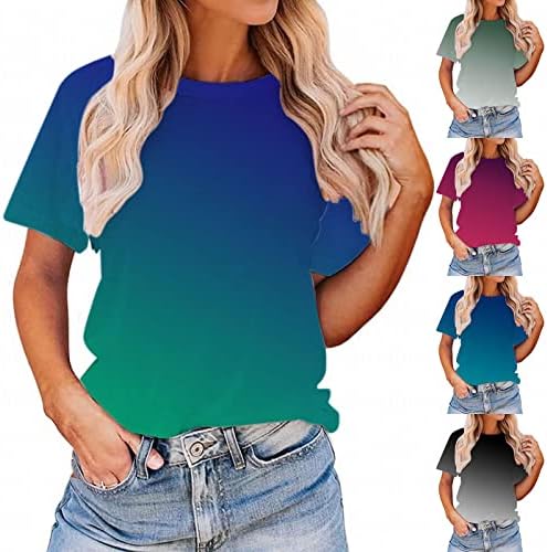 Kratki rukav atletska košulja ženski gradijent Top T Shirt ljetni Casual o gradijent T Shirt pamuk kratki