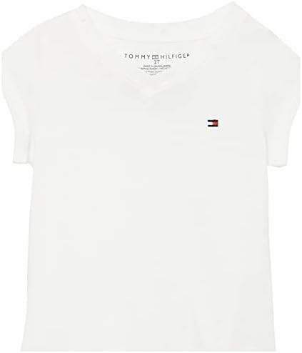 Tommy Hilfiger djevojke kratki rukav jednobojni V-izrez T-Shirt, vezeni Logo & amp; Tagless dizajn, Ultra-meka