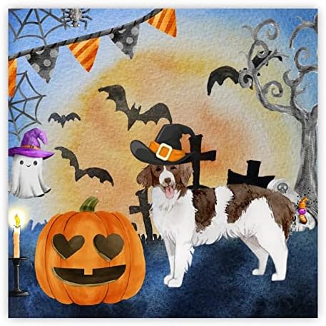 Atinarrogo Drveni znak Halloween bundeve Ghost Bat Wood Plaques Witch pader Web 8x8in Scary Halloween Decor