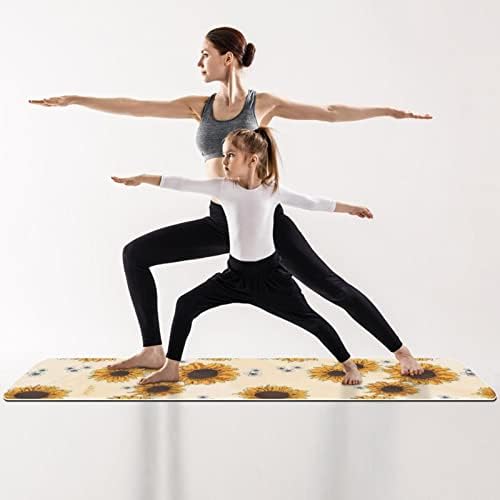 Uzorak suncokretovog cvijeta Extra Thick Yoga Mat - ekološka neklizajuća Vježba & podloga za fitnes podloga za vježbu za sve vrste joge, pilatesa i vježbi na podu 72x24in