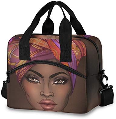 Afroamerička ženska torba za ručak torba za ručak za djevojčice dječaci Žene Muškarci, izolovana i vodootporna