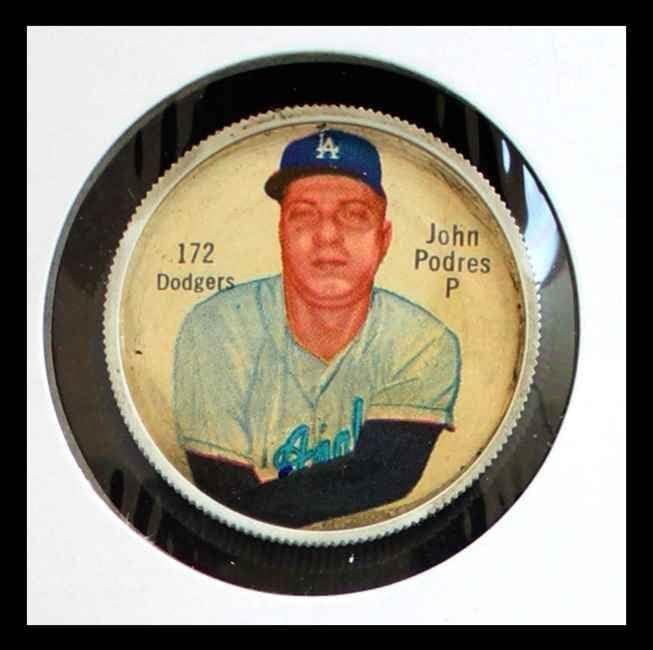 1962 Salada Coins # 172 Johnny Podres Los Angeles Dodgers Dodgers Dodgers