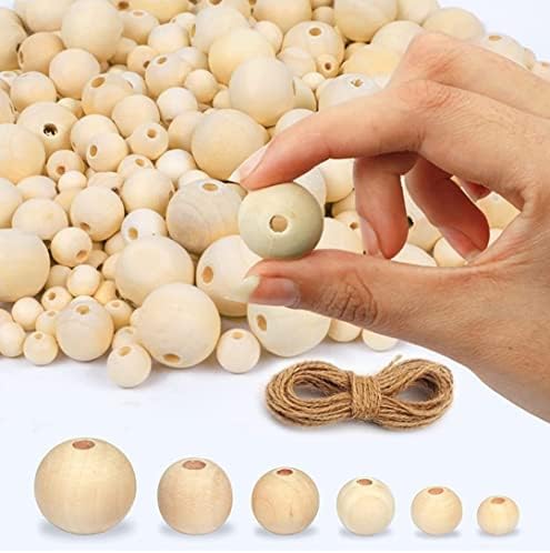 Inovativna ponuda 510 kom drvene perle sa kanapom od Jute, 6 Veličina nedovršene drvene perle za zanate