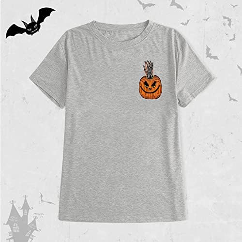 Žene Padaju Bundeve Majice Smiješne Kratke Rukave Halloween Grafički Tees Tops Crop Mock Turtleneck Žene