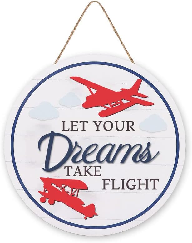 Zdalexf Nadalje nadahnut, pustite svoj san letjeti, avioni drveni zidni viseći, rustikalni zidni dekor za