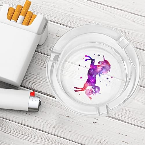 Space jednorog staklena pepeljara za cigarete okrugle ladice za kućni ured i restorane