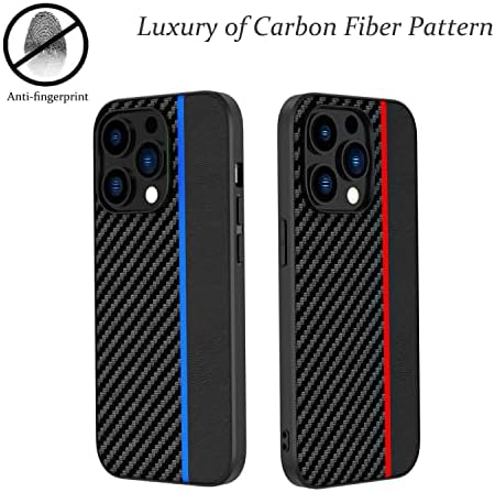Ftonglogy Cell Torbica za iPhone 14 pro max, tanki karbonski vlaknski klasični dizajn meka hibridni udarni
