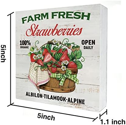 Farm Fresh Strawberries Drvena kutija Potpisna deklar Rustikalna jagoda Farm Farm Wood blok plaketa Prijavite