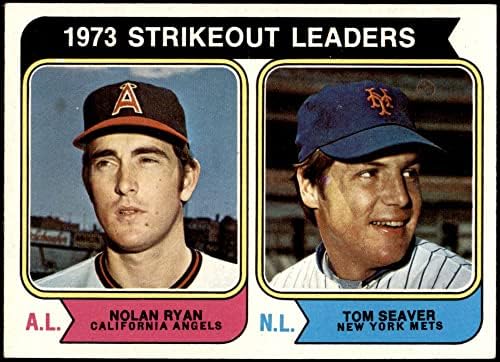 1974 TOPPS 207 StritOut lideri Nolan Ryan / Tom Seaver Angels / Mets Ex / MT + Angels / Mets