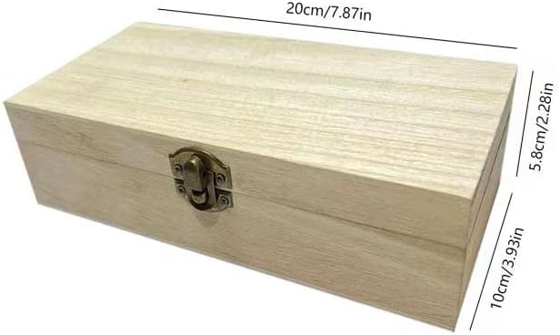 Na nedovršena Drvena kutija, kutija za odlaganje 8x4x2, 3 inča sa poklopcem šarke, mala drvena kutija sa