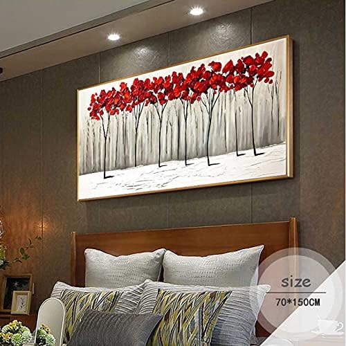 Ručno rađeno ulje za farbanje zidni dekor apstraktno crveno drveće cvijeće ručno obojene slike za dnevni